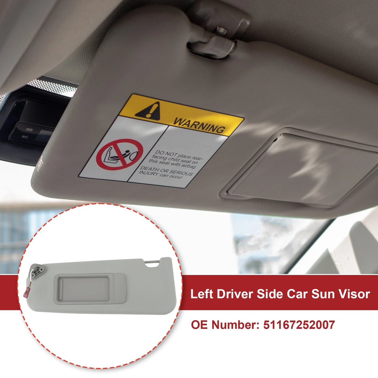 Left Sun Visor for BMW 3 Series E90 E91 (2005–2013) No. 51167252007