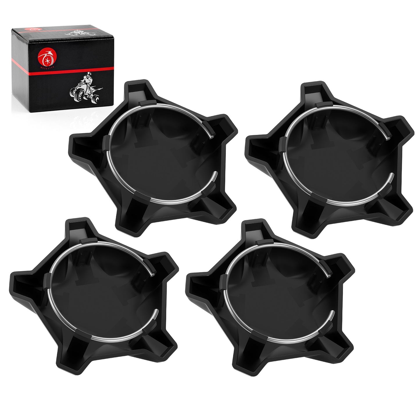 Set of 4 Matte Flash Black 5 Lug Rim Caps for Polaris RZR Turbo Pro R (2022–2024)