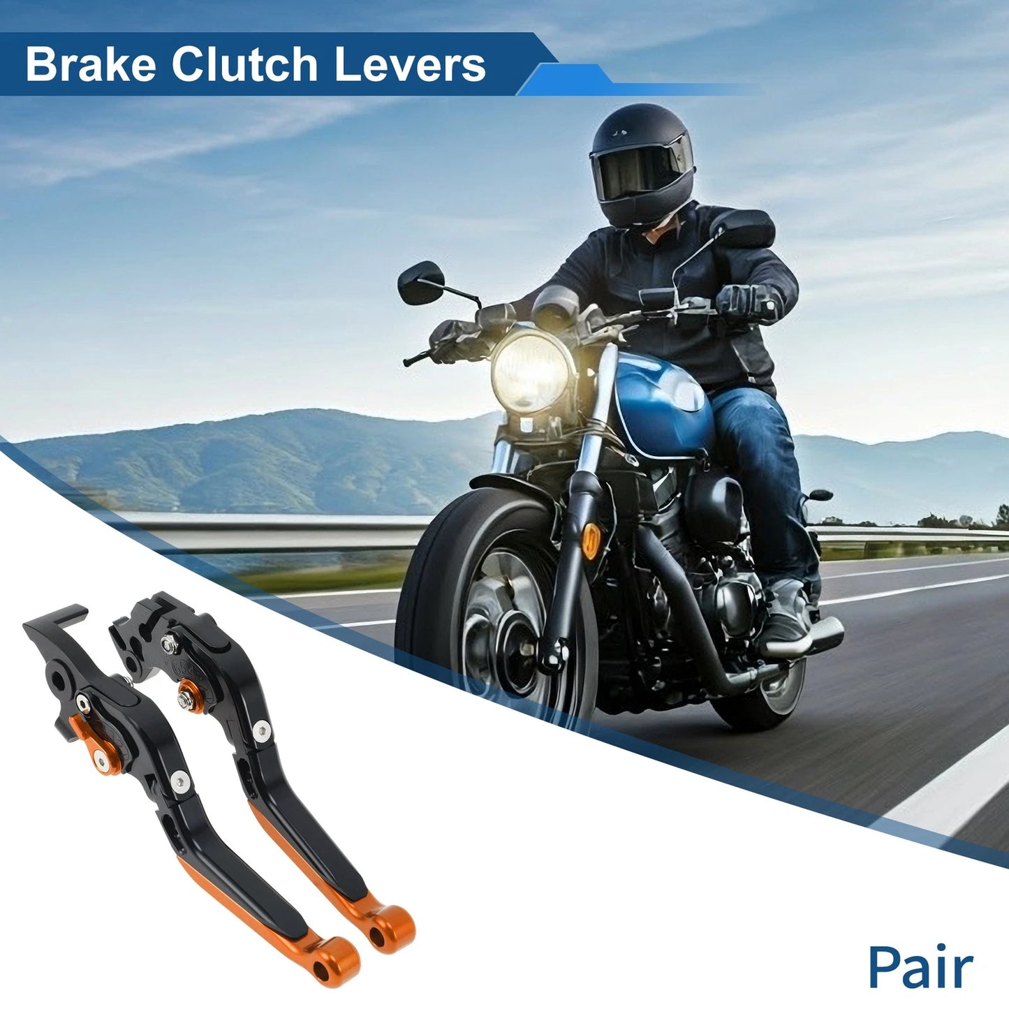 Brake Clutch Levers for KTM 390 Duke (2019–2023) Black Handle Orange End 1 Pair