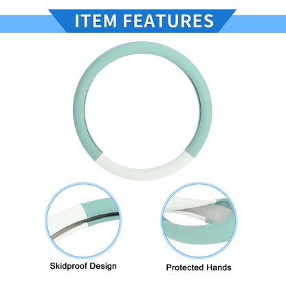 Steering Wheel Cover for 35-36.5cm Steering Wheel (White Light Green)
