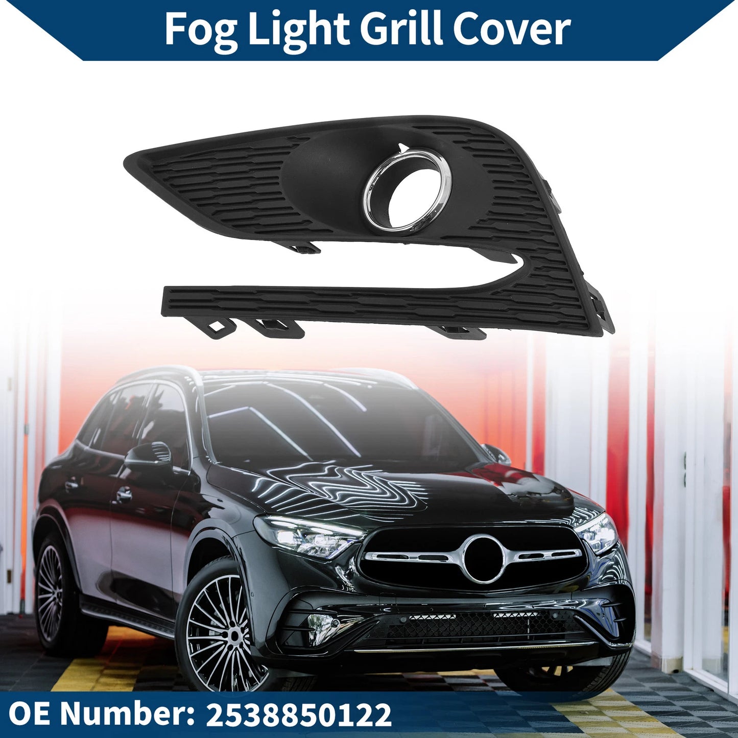 1 Pc Fog Light Grill for Mercedes-Benz GLC300 (2016–2020) No. 2538850122 Black