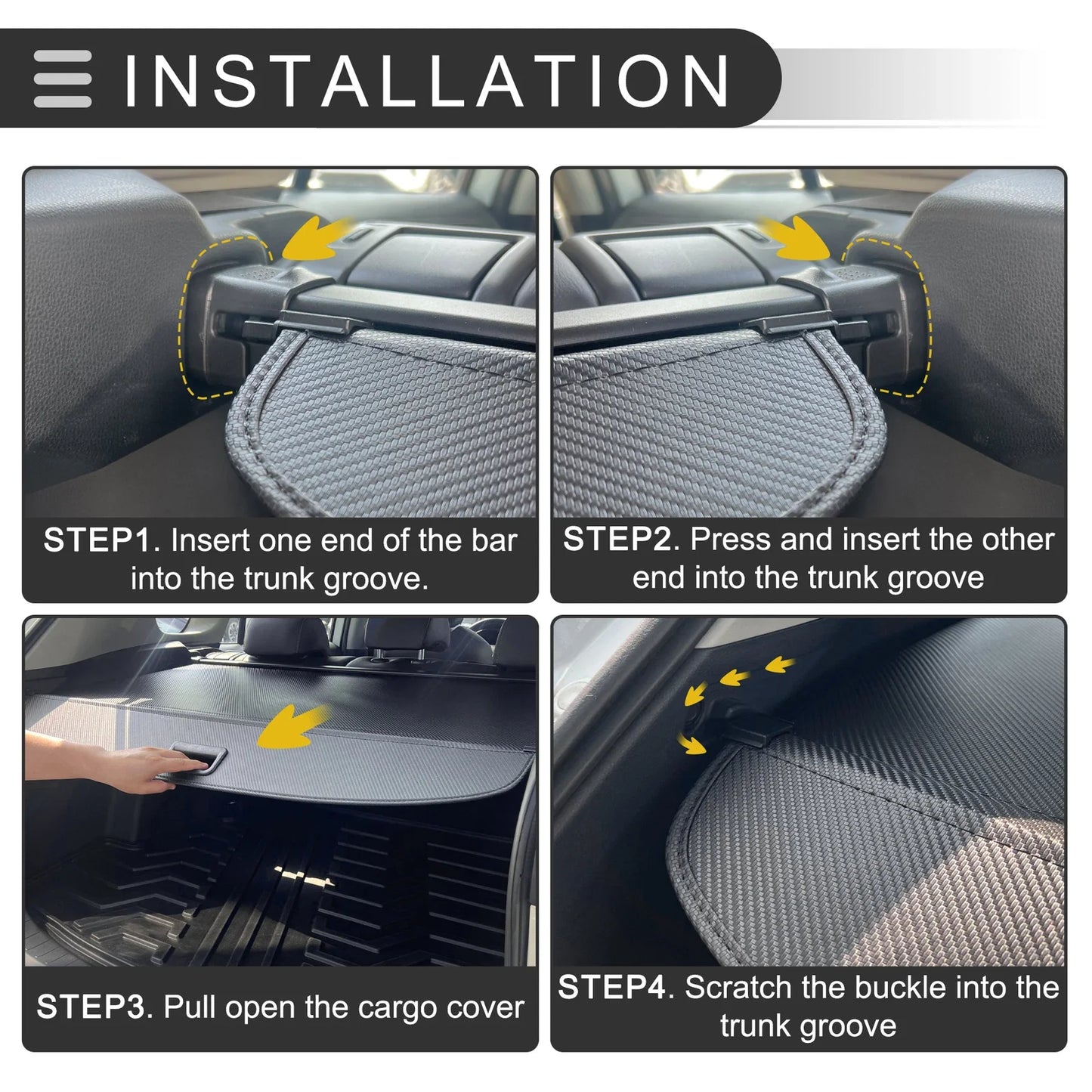 Retractable Cargo Cover for Hyundai Santa Fe 2024-2025 5 Seater Gloss Black