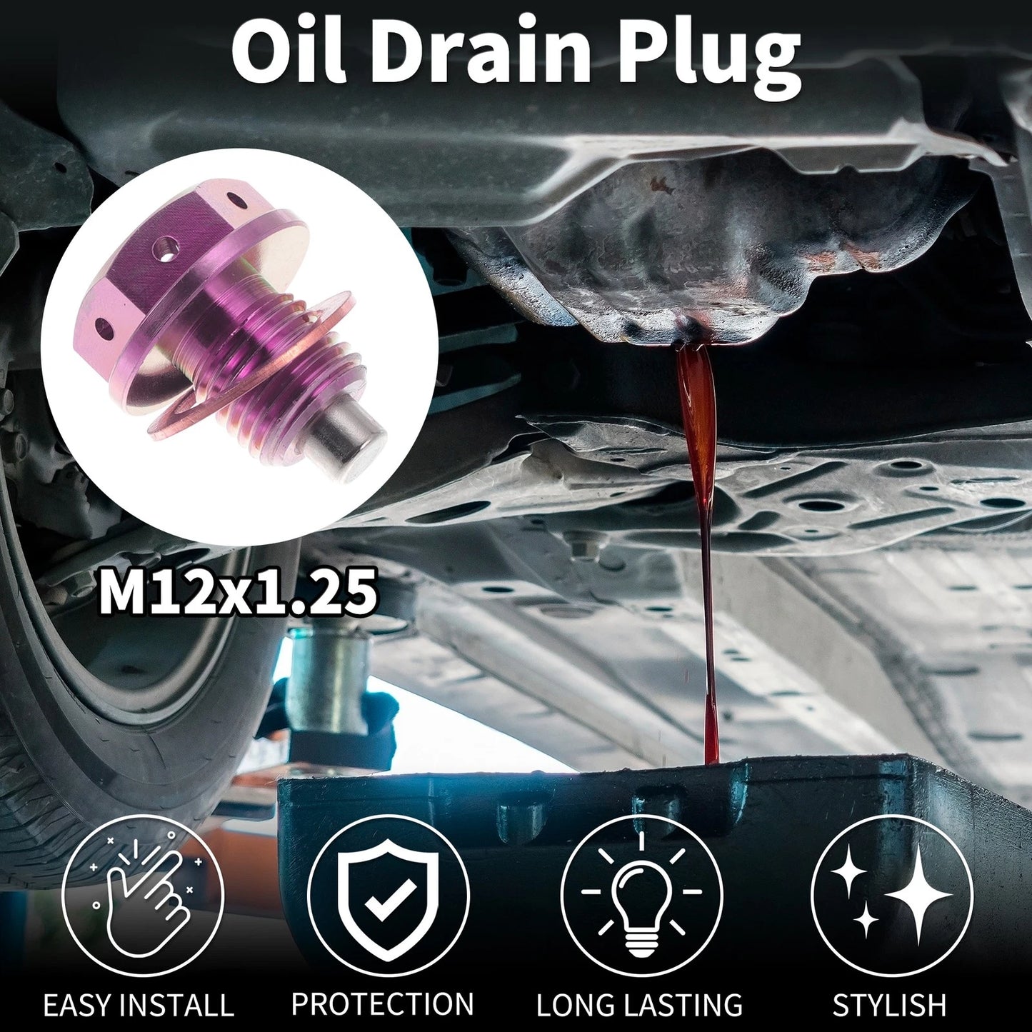 M12x1.25 Magnetic Oil Drain Plug for Universal Applications (Titanium Alloy)