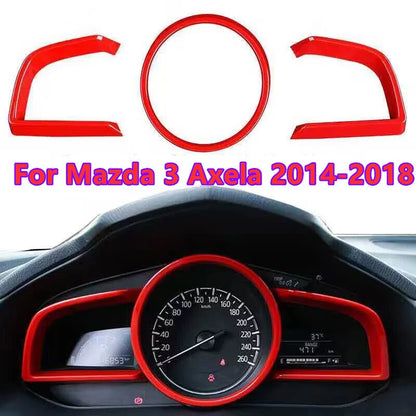 3Pcs Red Dash Panel Frame Cover Trim for Mazda 3 Axela (2014–2018)