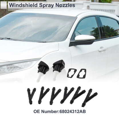 Set of 6 Windshield Washer Hose Connectors for Chrysler (No. 68024312AB)