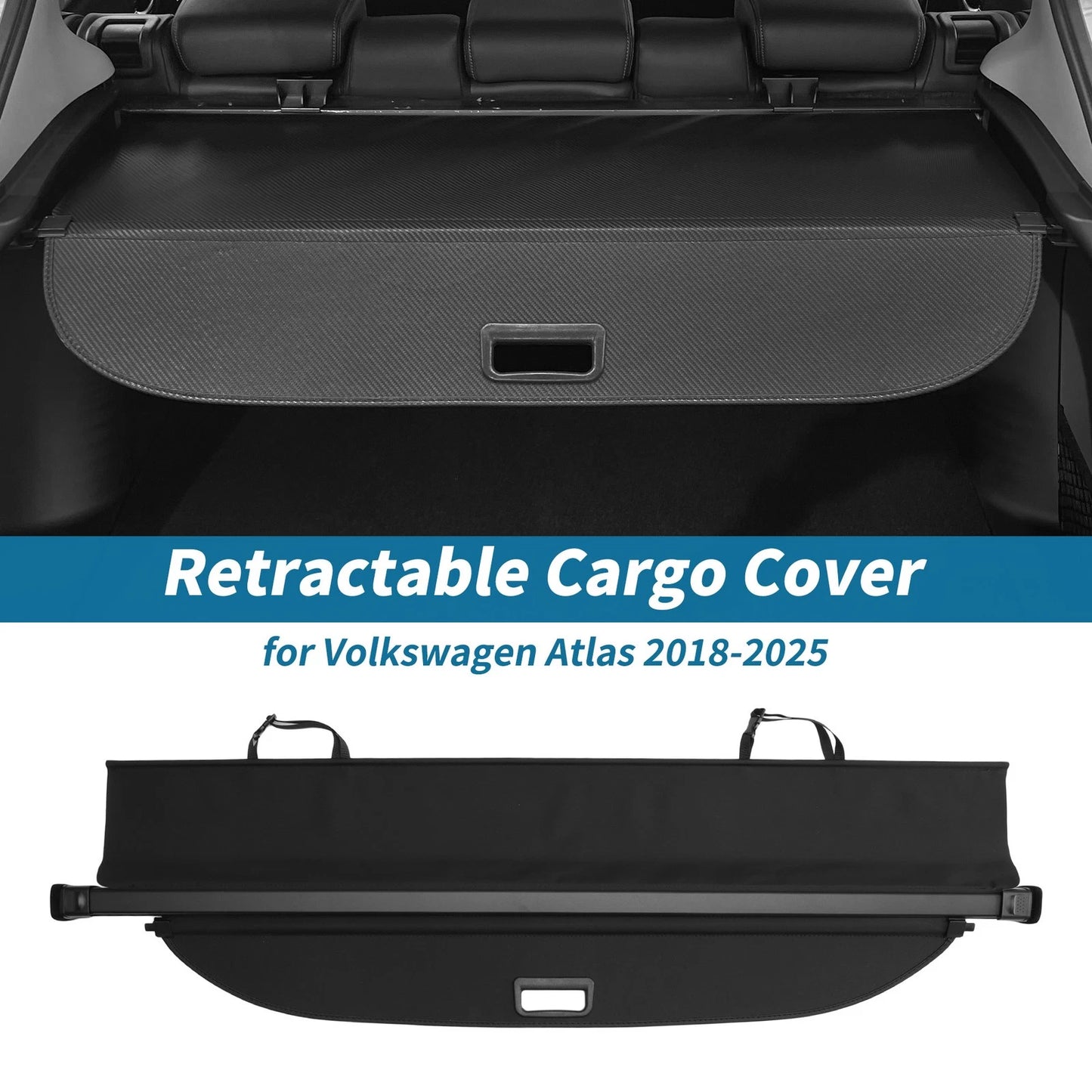 Retractable Cargo Cover for Volkswagen Atlas (2018–2025) Black