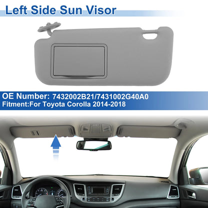 Left Side Sun Visor for Toyota Corolla (2014–2018) No. 7432002B21 Gray