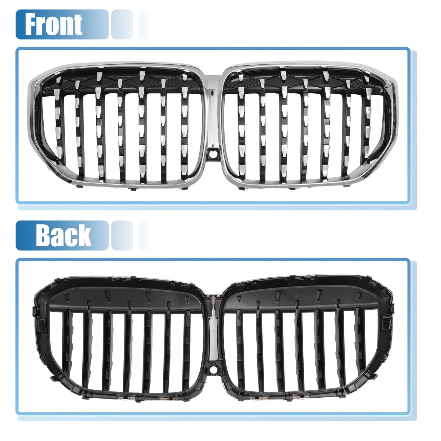 Front Hood Bumper Grille Grill for BMW X5 Silver Tone