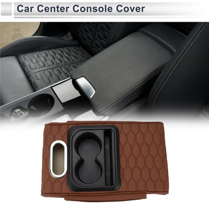 Center Console Cover for Car (13.39"x9.06"x2.36", Light Brown/Black)
