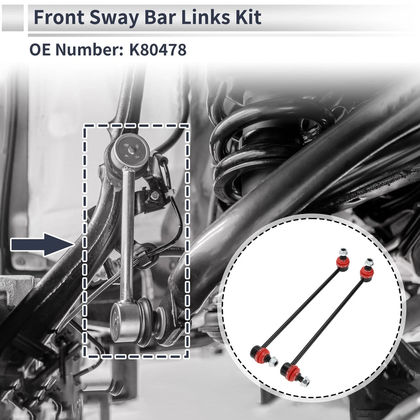 Set of 2 Front Stabilizer Bar Links for Audi A3 (2006–2019) No.K80478