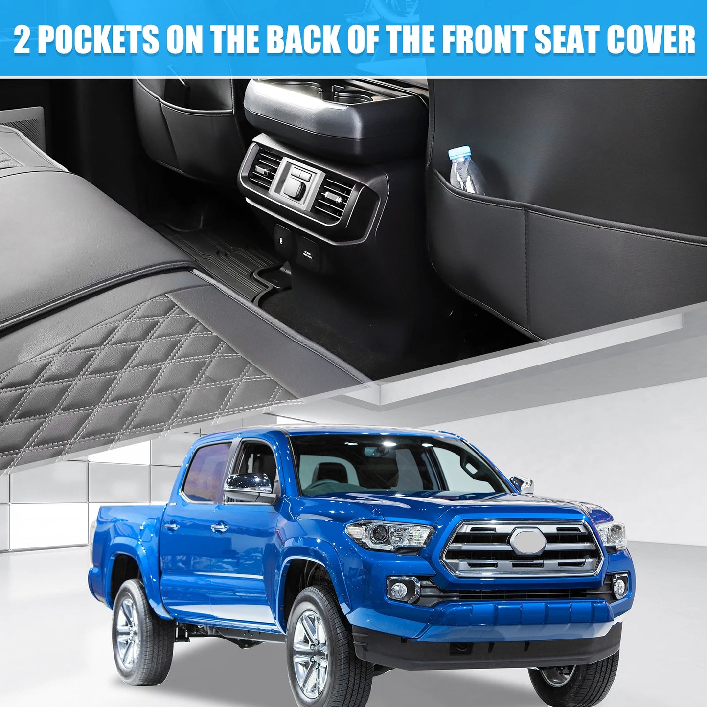 Set of 2 Front Seat Covers for Toyota Tacoma (2005–2024) Black
