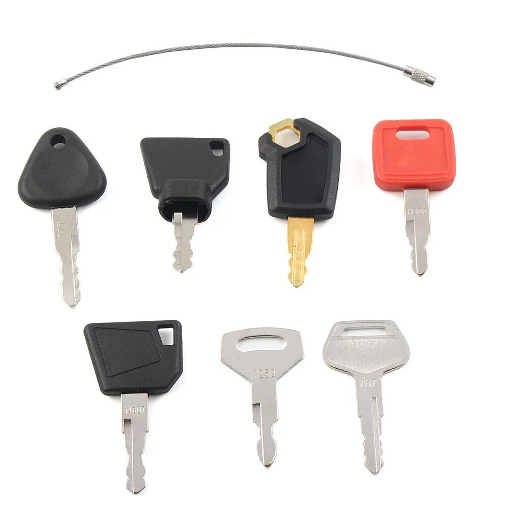 Ignition Key Set 7 x for Case, Komatsu, JCB