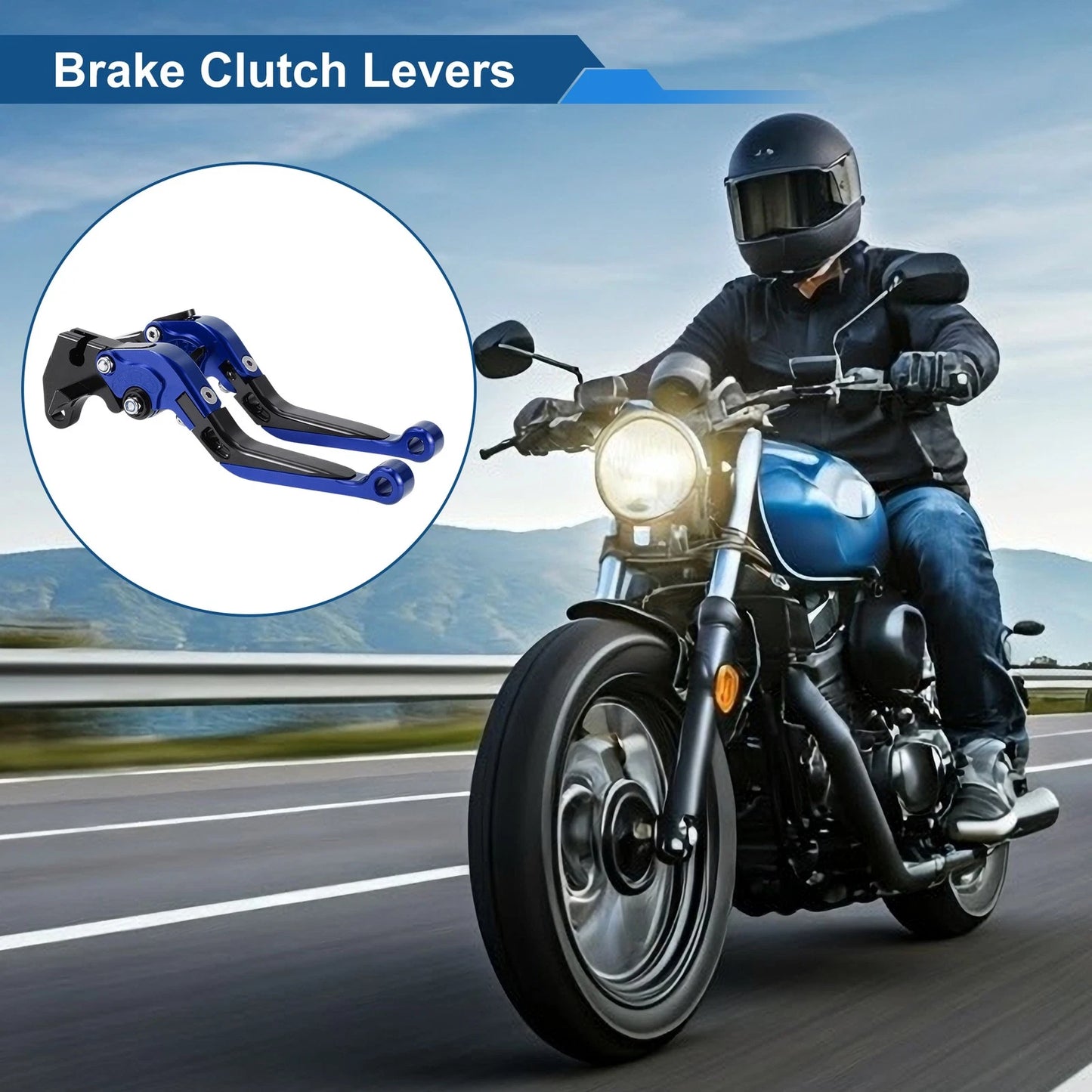 Adjustable Brake Clutch Lever for Yamaha MT125 (2014–2021) Blue Black