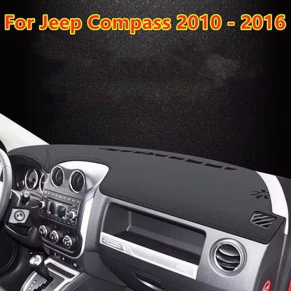 Leather Dashboard Cover Mat Black for Jeep Compass (2010–2016)