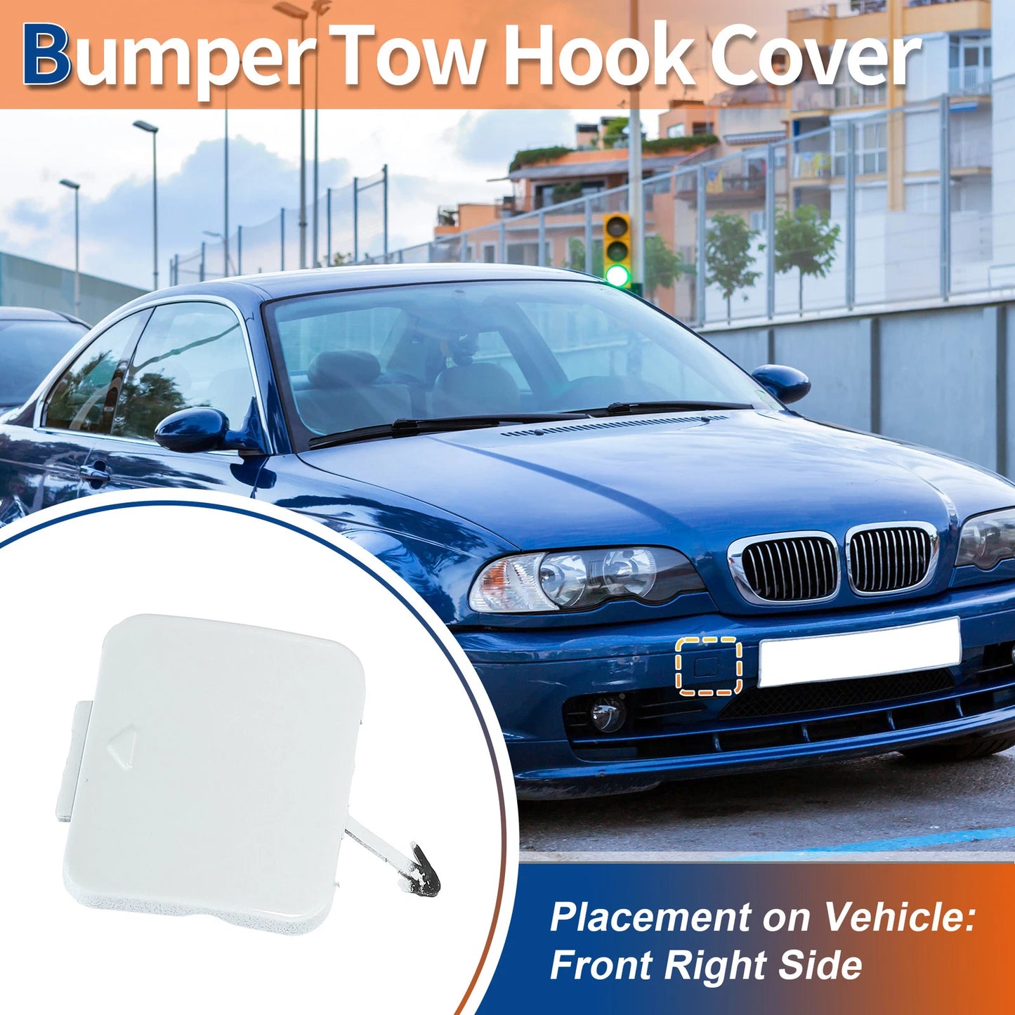 Tow Hook Cover for BMW 525i 528i 530i (2001–2007) No. 51118212527 White