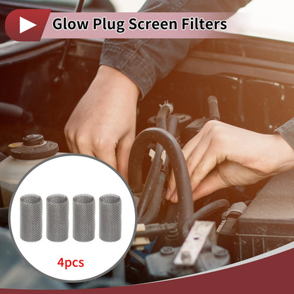Set of 4 Glow Plug Screen Filters for Car Truck (Compatible with Various Models)