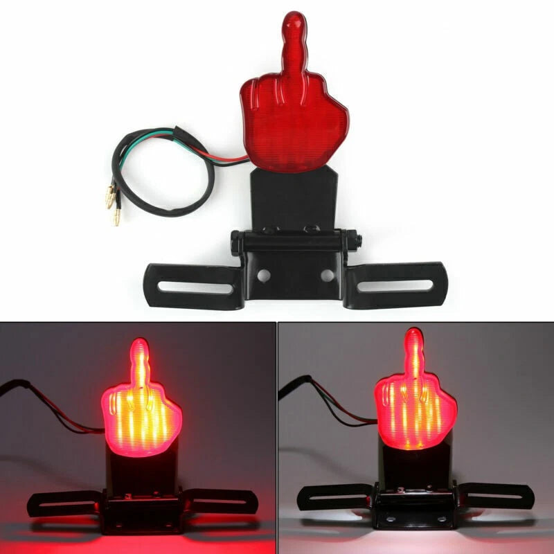 Middle Finger License Plate with Taillight for Chopper Bobber