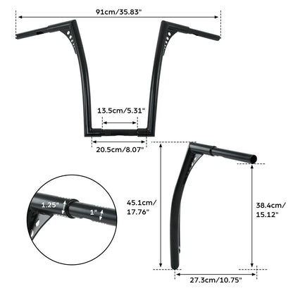 Black 18" Fat 1.25" Handlebar Hanger Bar for Harley Softail FXST