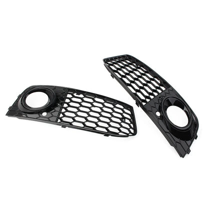 Front Fog Light Honeycomb Grille Cover for Audi A4 B8 (2009-2012) Black