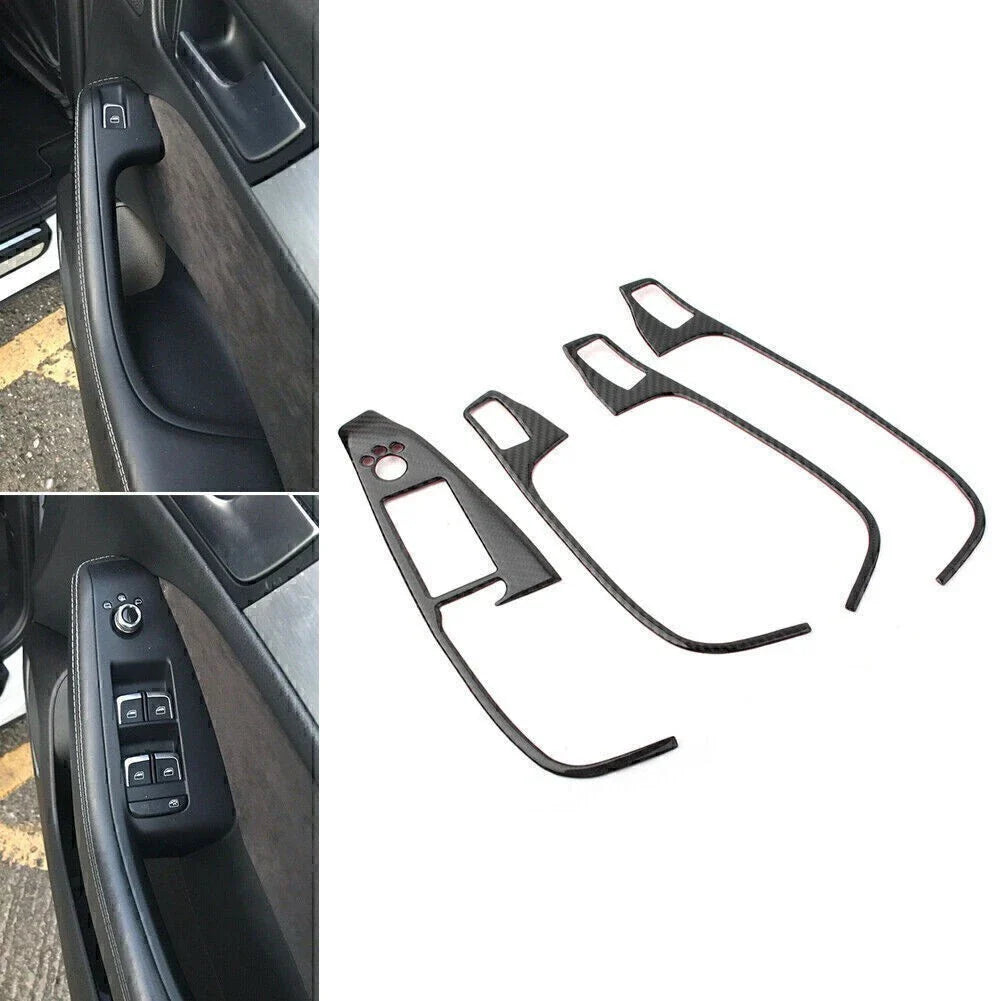 4 x RHD Carbon Window Switch Button Covers for Audi Q5 (2009-2017)