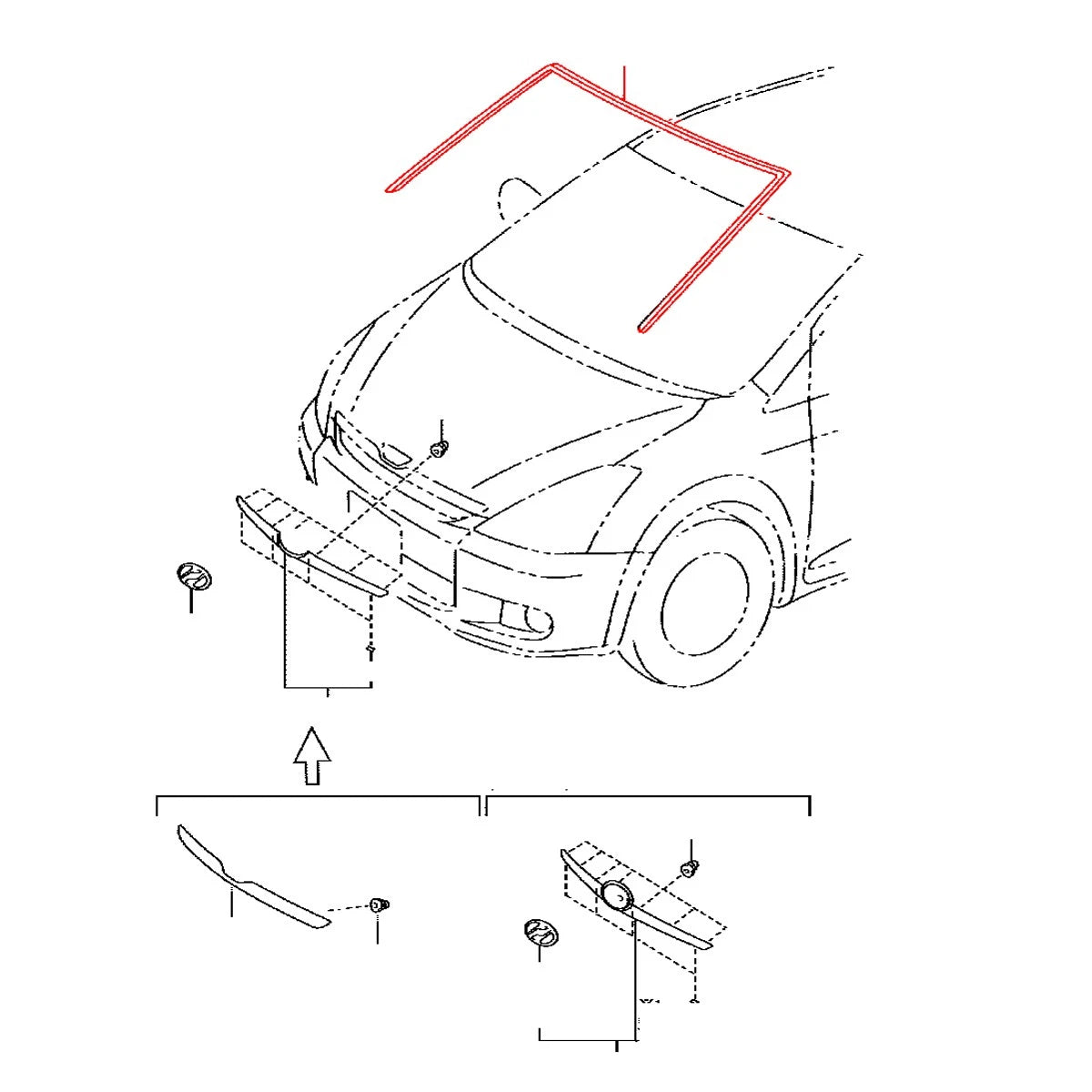 Windshield Moulding Outer for Toyota Wish (2003–2009)
