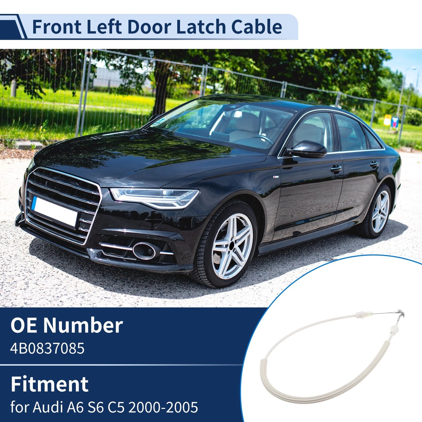 Door Latch Cable No.4B0837085 for Audi A6 S6 C5 (2000–2005) Front Left