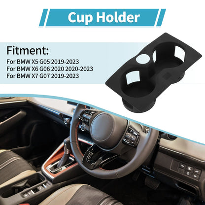 Center Console Cup Holder Organizer for BMW X5 G05 (2019–2023) Silicone Black