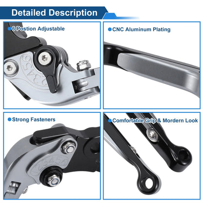 Adjustable Brake Clutch Levers for Yamaha MT125 (2014–2021) Titanium Black
