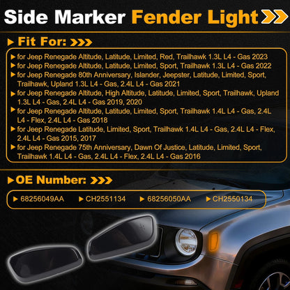 Side Marker Fender Light 68256049AA for Jeep Renegade (2015–2023)