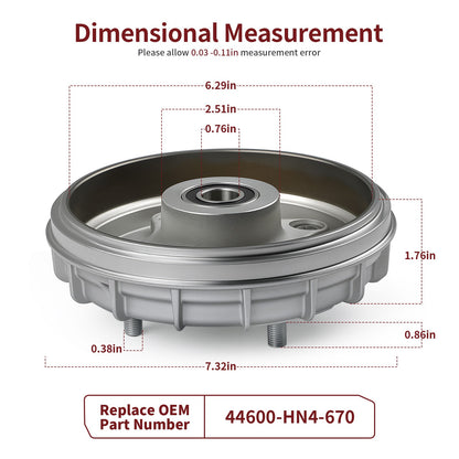 2 Front Brake Drums for Honda Rancher 350 TRX350TE TM 2000–2006