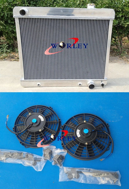 3-Row Aluminum Radiator & Fans for Chevy Truck C10 C20 C30 (1963–1966)