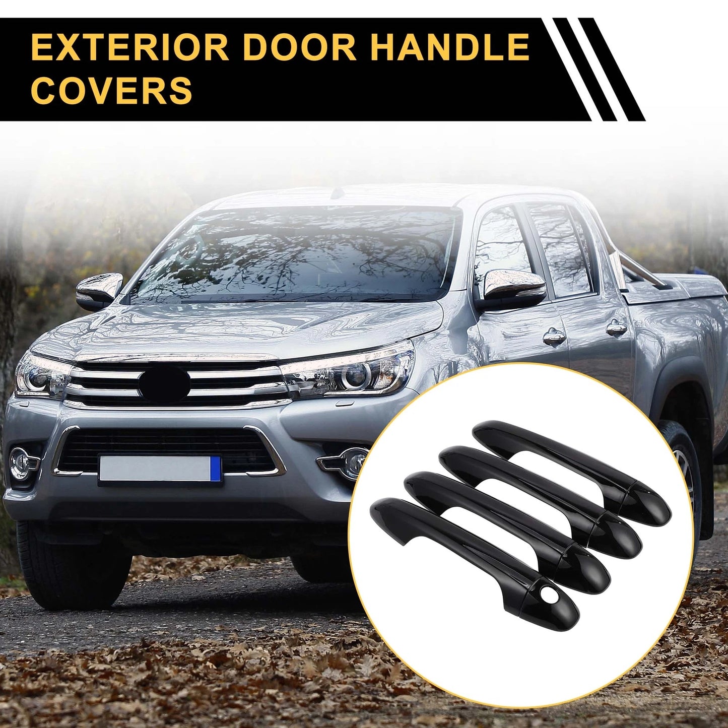 Set of 4 Exterior Door Handle Covers for Toyota Tacoma (2016–2023) Black
