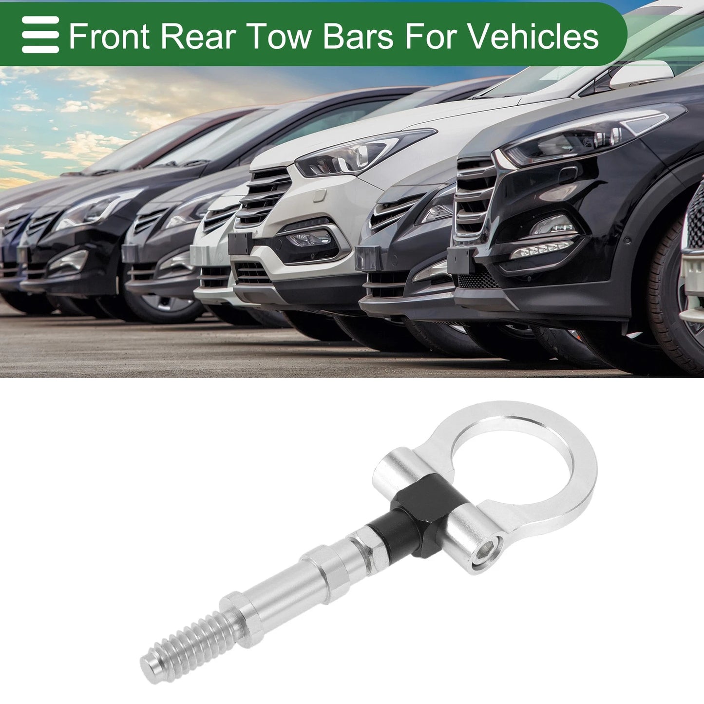 Tow Hook for Volkswagen MK7 (2014–2022) 11mm Aluminum Alloy 122mm Silver Tone