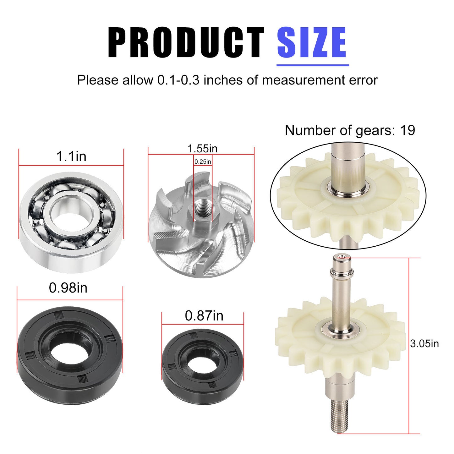 Water Pump Impeller Shaft Gear Kit for Honda CR500R (1986–2001)