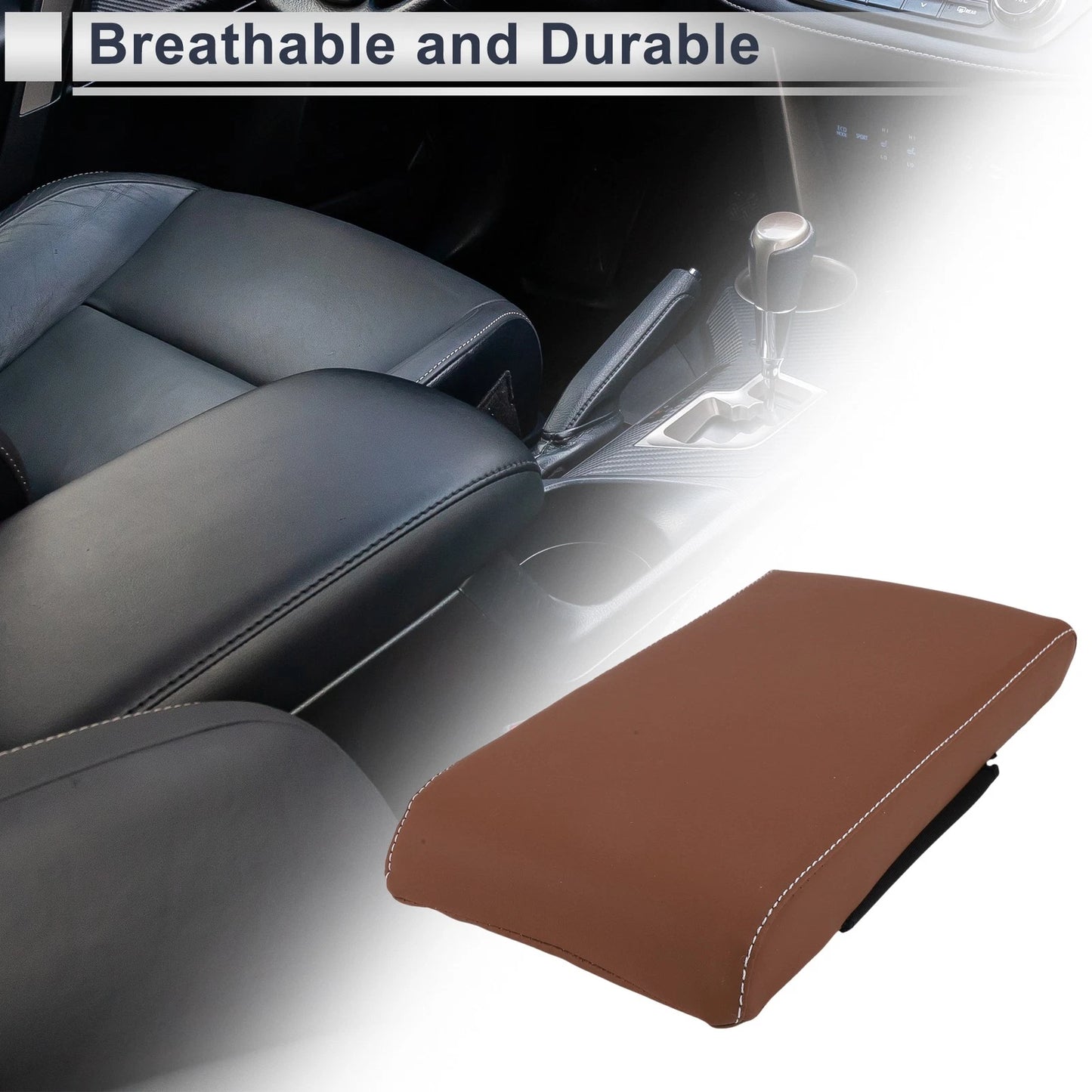 Center Console Cover for Car (12.6"x6.3"x1.97", Light Brown)