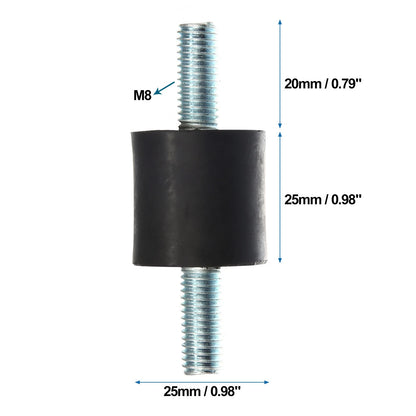 Set of 4 M8 Car Anti Vibration Rubber Isolator Dampers 25x25mm
