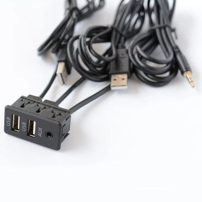 Dual USB 2.0 Car Charger with 3.3mm AUX Extension Cords