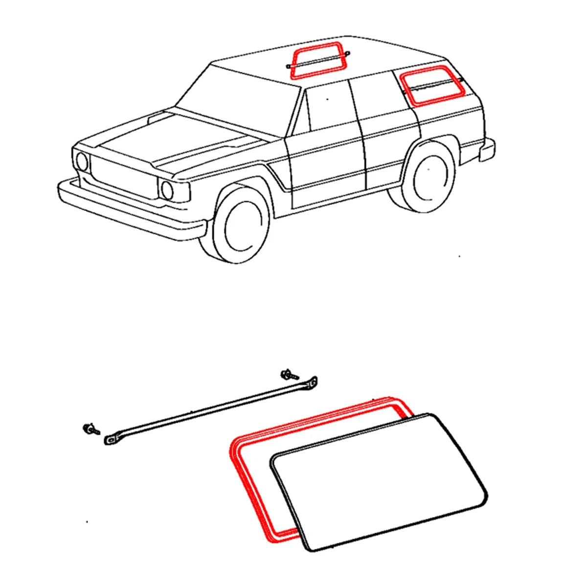 Side Quarter Window Weatherstrip for Toyota Land Cruiser J60 FJ62 HJ61 (1980–1990)