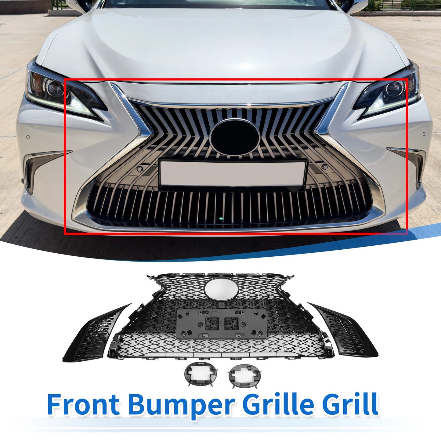 Front Hood Bumper Grille for Lexus ES350 (2019–2021) Black F-Sport