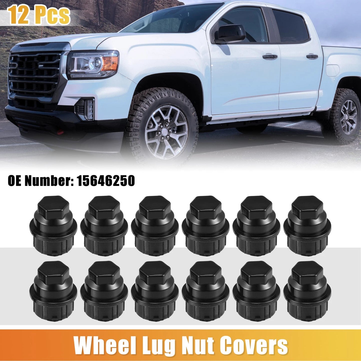 12pcs M24x2.0 Wheel Lug Nut Cover No.15646250 for Chevrolet C1500 C2500 (1990–1999)