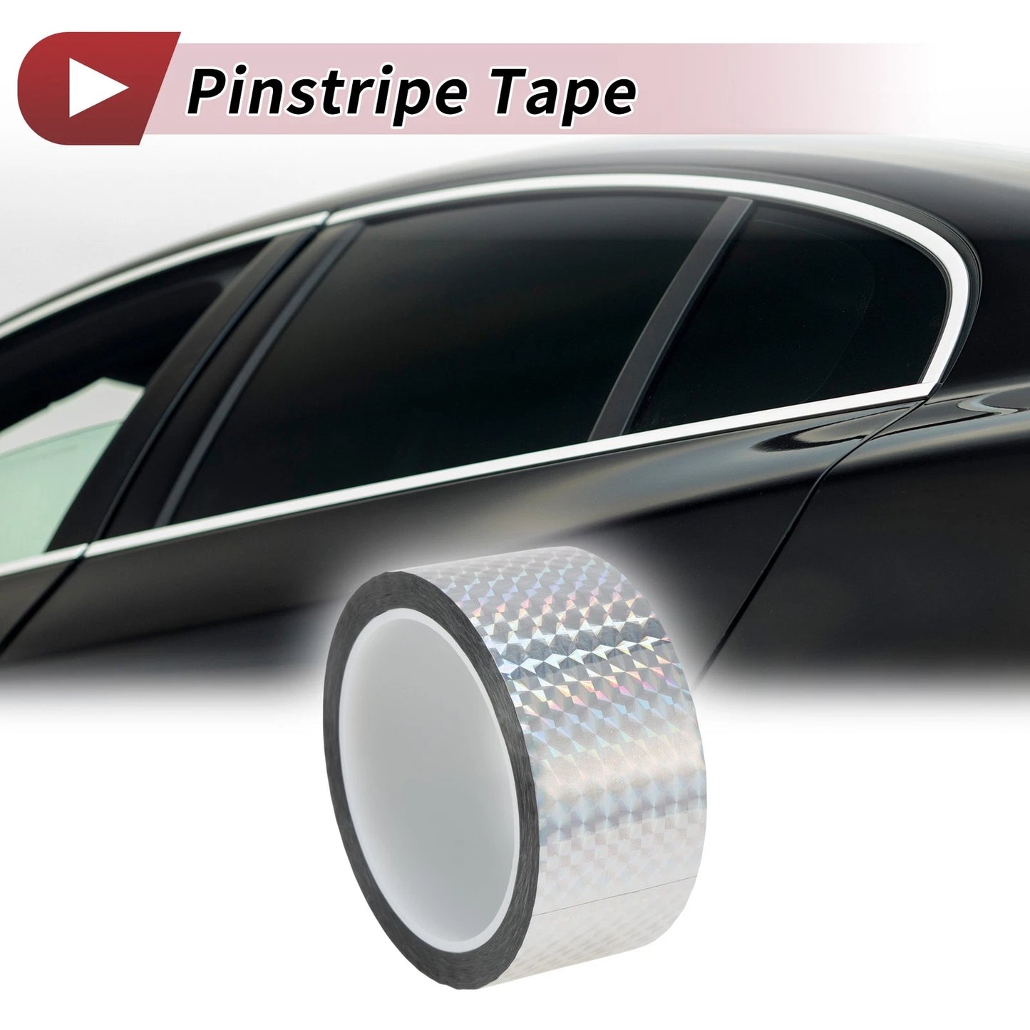 Pinstripe Tape 50mmx50m for Car Motorcycle Boat Laser Silver Tone (1 Pcs)