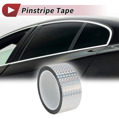 Pinstripe Tape 50mmx50m for Car Motorcycle Boat Laser Silver Tone (1 Pcs)