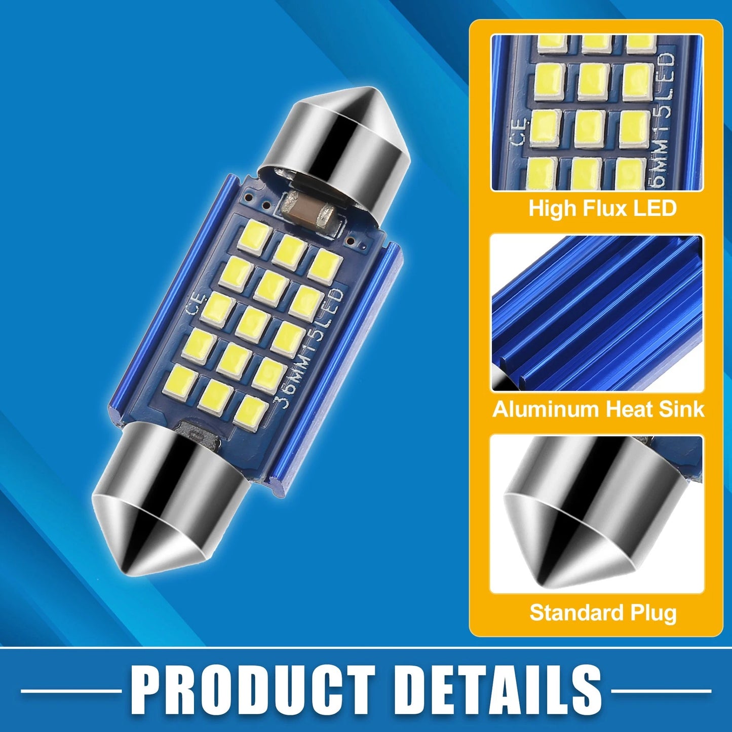 Set of 4 LED Festoon Lights for Car (36mm, 1210)