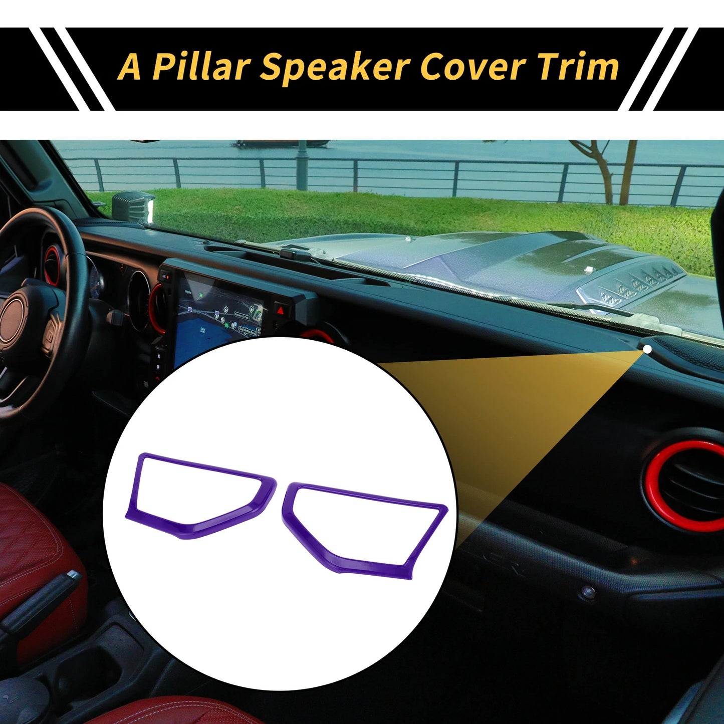 1 Pair A Pillar Speaker Cover Trim for Jeep Wrangler JL JLU (2018–2024) Purple