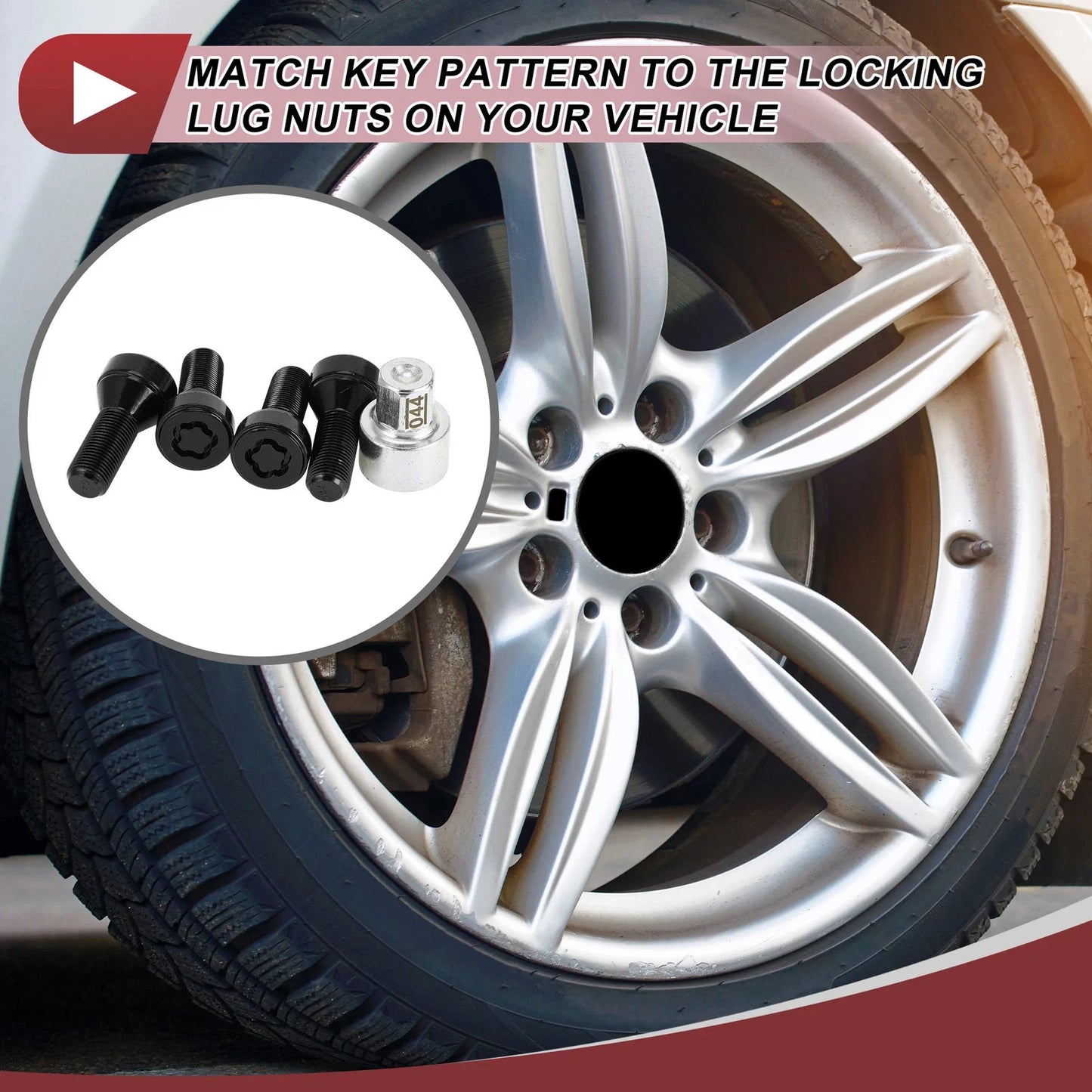1 Set Wheel Lock Lug Nut Anti-theft Key Socket M14x1.25 Bolt for BMW