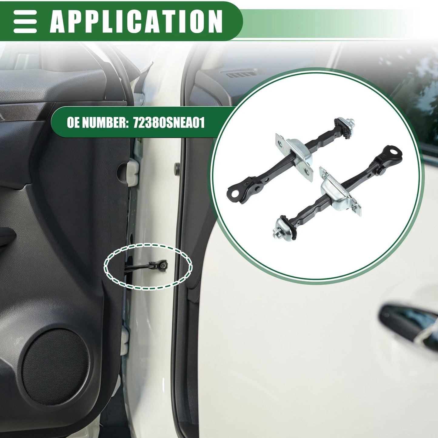 2 Pcs Right Door Check Strap Assembly for Honda Civic (2006–2011) No.72340-SNE-A01