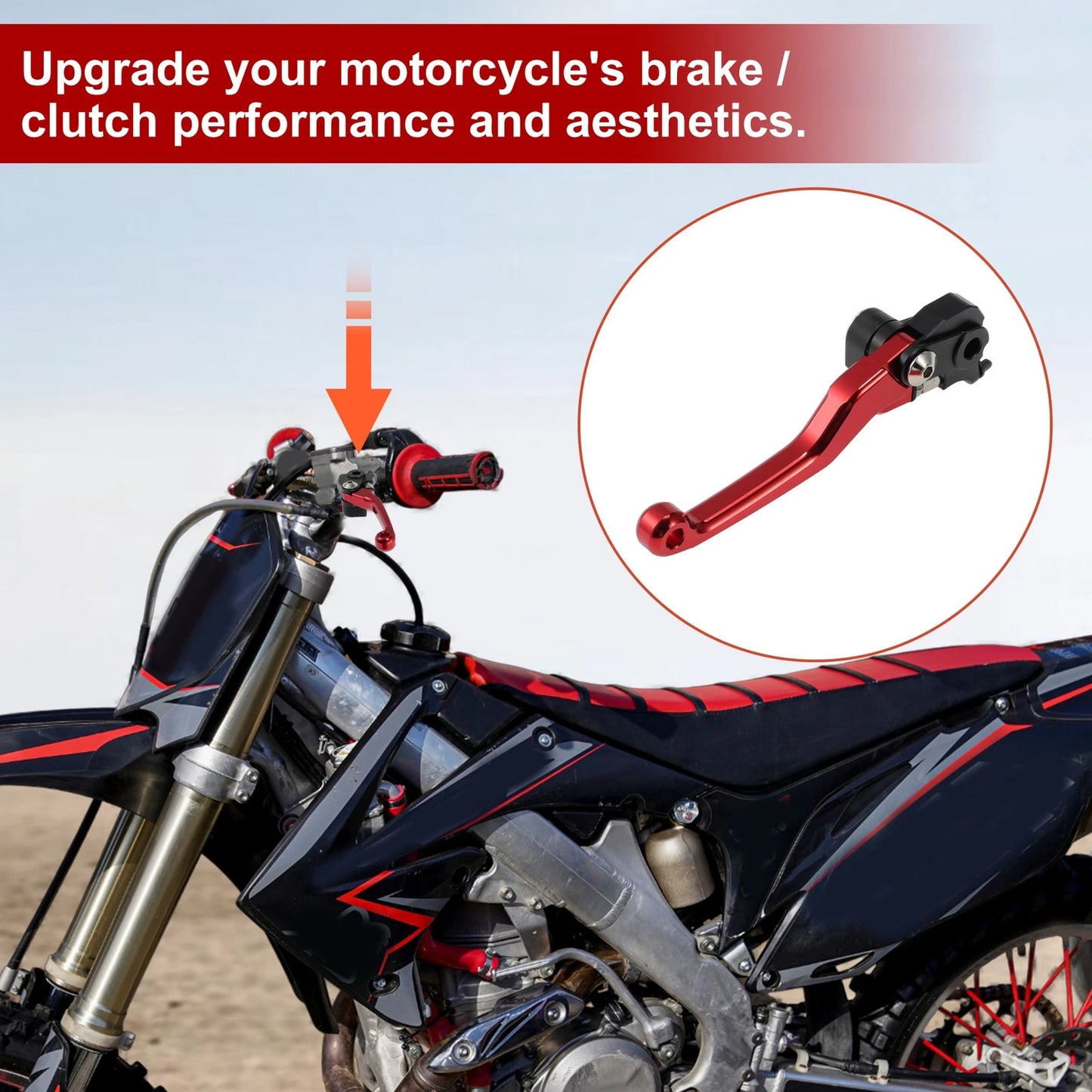Short Brake Clutch Levers for Honda CRF450R CRF450RX (1 Pair) Red