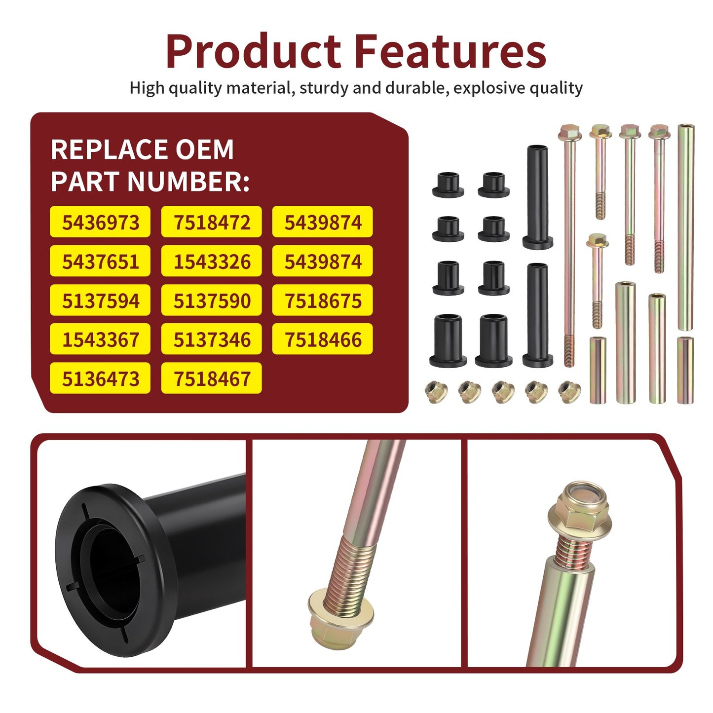 Rear A-Arm Bushing Bolt Shaft Kit for Polaris Scrambler 1000 (2014–2018)