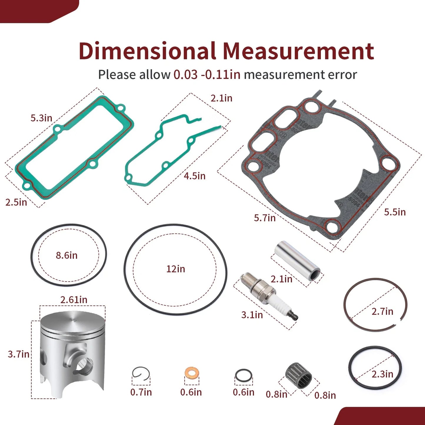 Top End Rubuild Kit STD 66.4mm Piston & Gasket for Yamaha YZ250X (2005–2024)