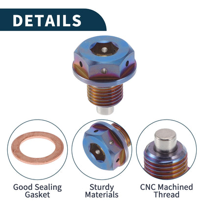 M12x1.25 Magnetic Oil Drain Plug for Universal Applications (Titanium Alloy)